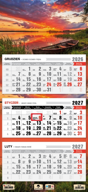 Kalendarz trójdzielny KT-1 (płaska główka)  Pan Kalendarzyk